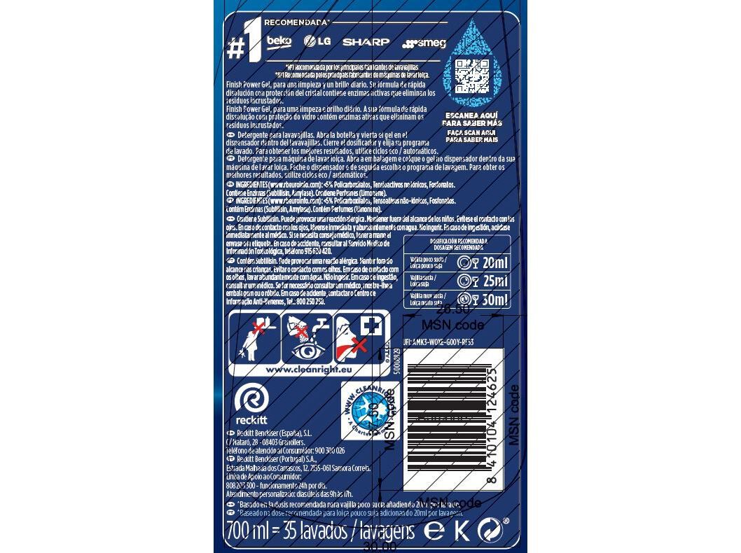 DETERGENTE LOI&Ccedil;A M&Aacute;QUINA FINISH GEL POWER LIM&Atilde;O 35DOSES image number 1