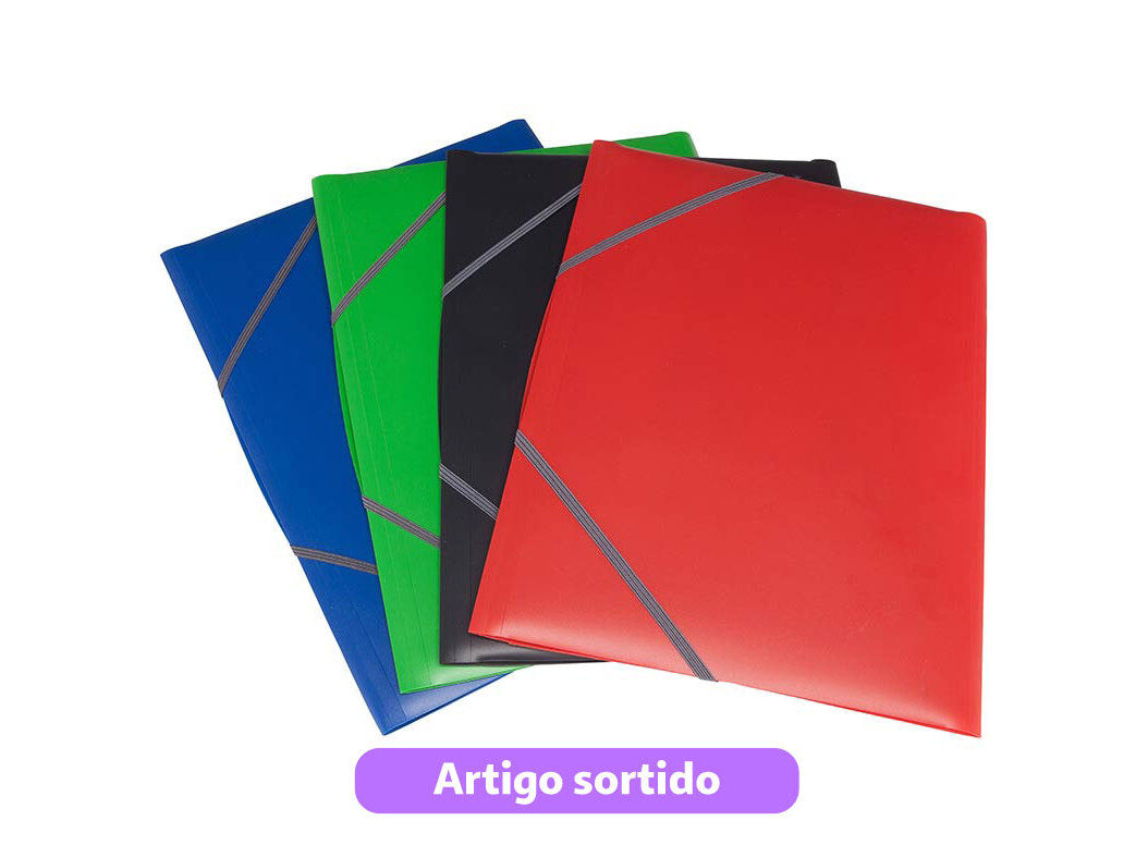 CAPA COM EL&Aacute;STICOS POLEGAR EM PL&Aacute;STICO A4 CORES SORTIDAS