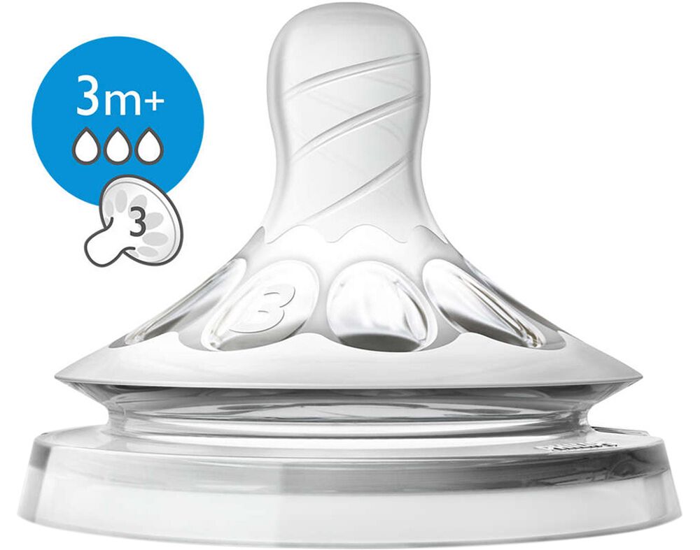 TETINA AVENT NATURAL SILICONE FLUXO 3 3M+ 2UN