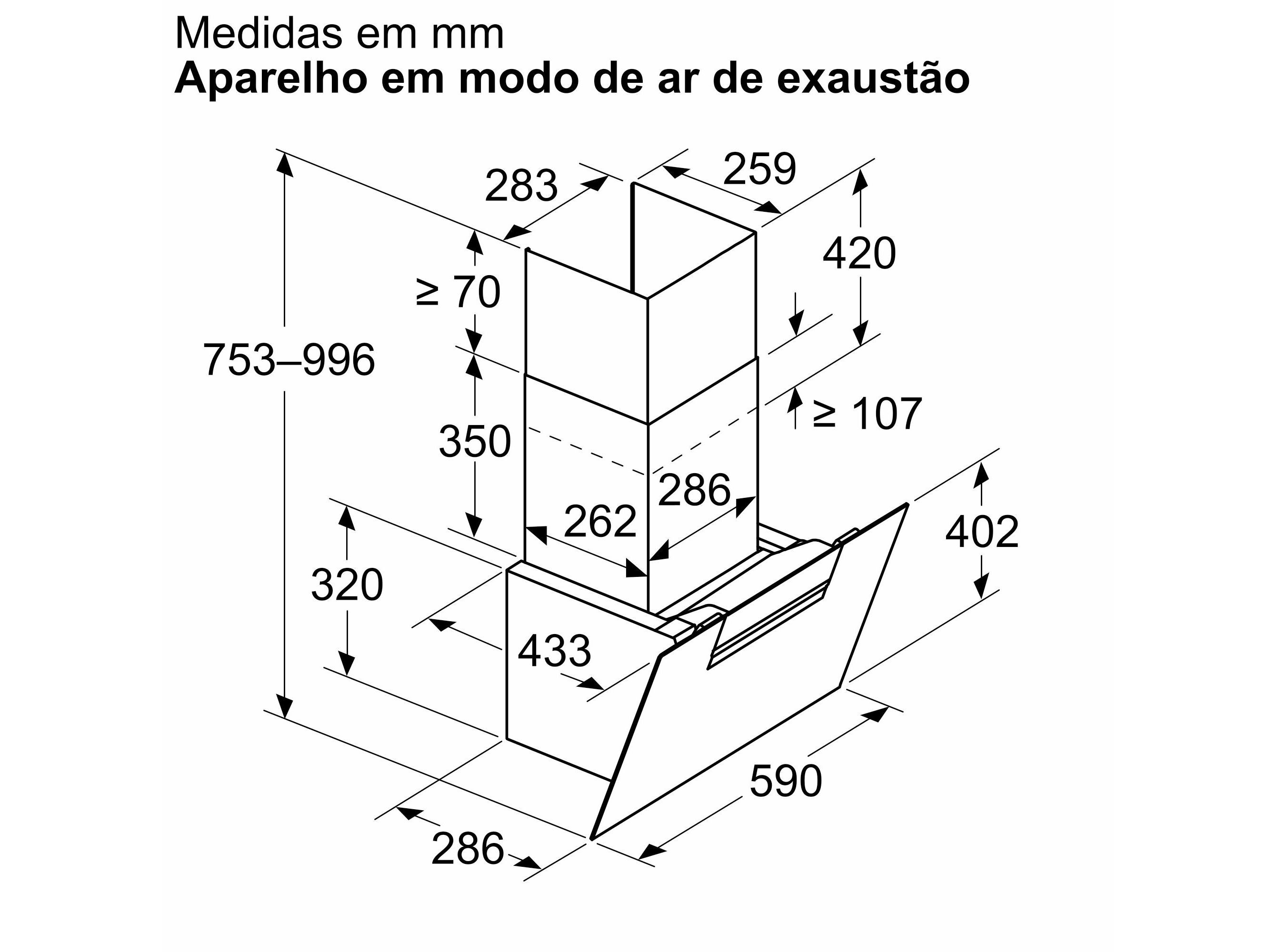 CHAMIN&Eacute; BOSCH DWK67FN60 VIDRO PRETO 60 CM image number 5