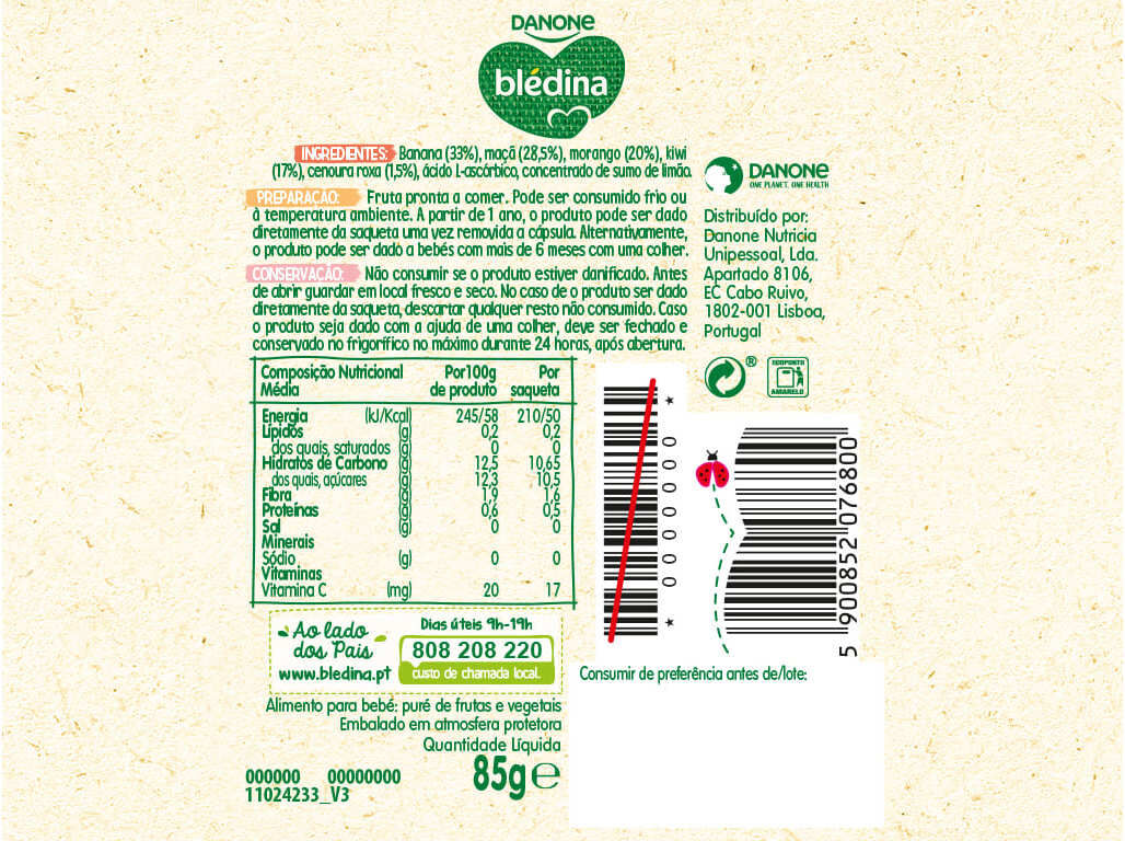 SAQUETA FRUTA BL&Eacute;DINA BAN MA&Ccedil;&Atilde; MORAN KIWI 85 G image number 1