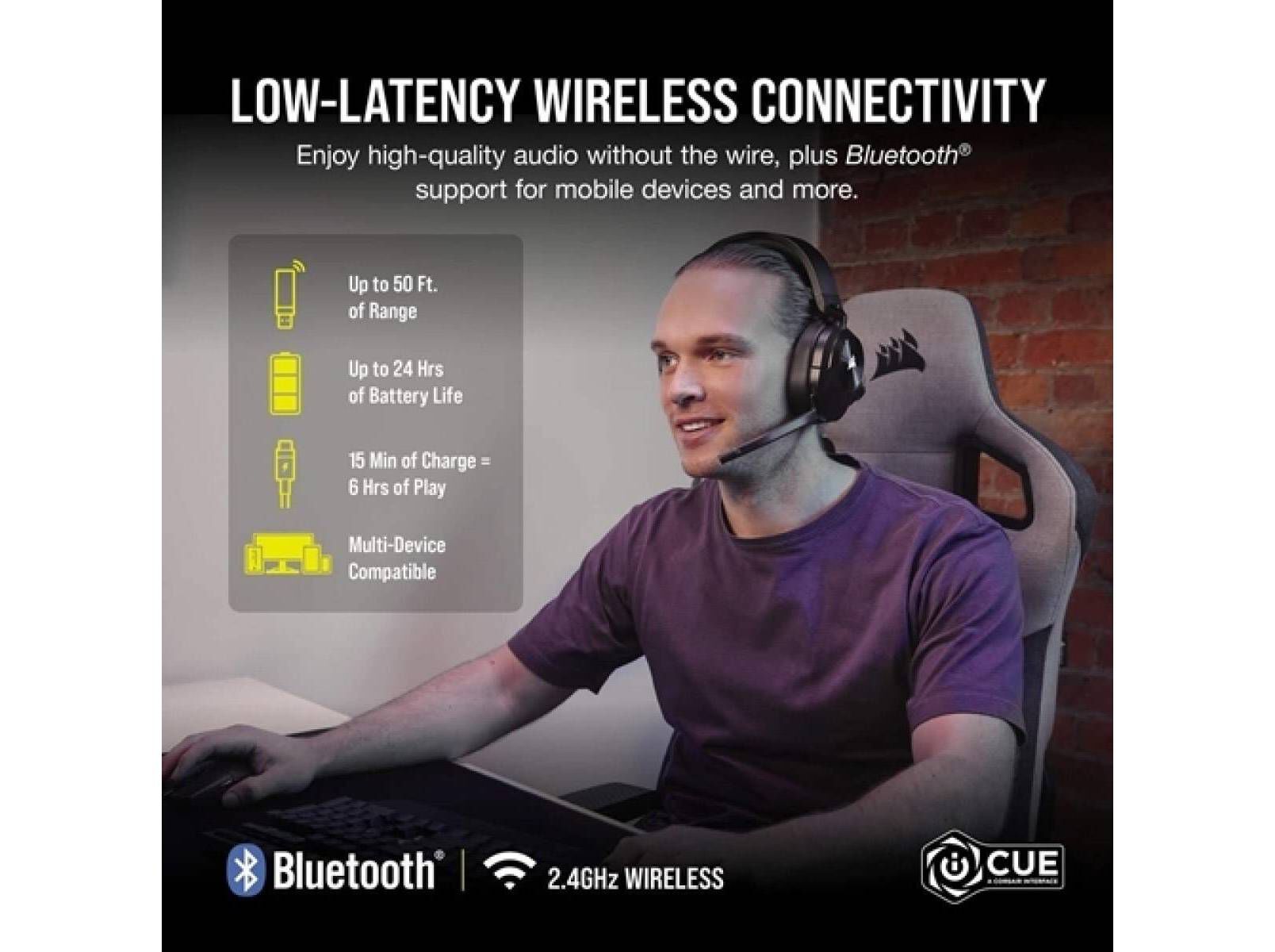 AUSCULTADORES WIRELESS GAMING CORSAIR HS55 PRETO image number 4