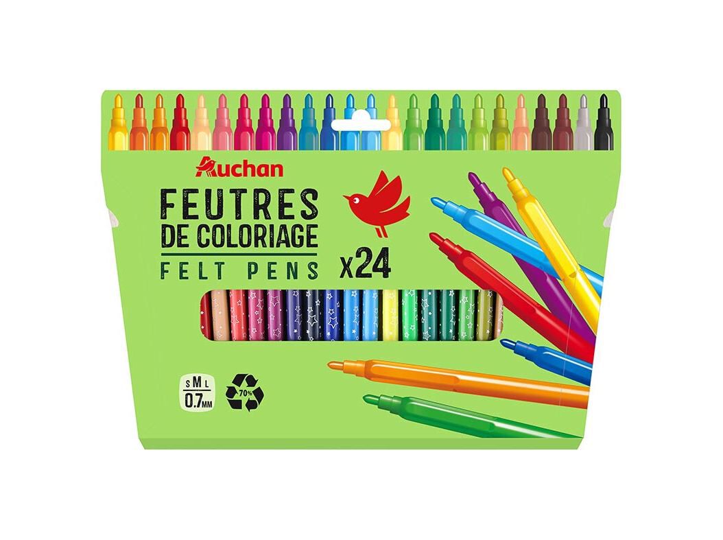 CAIXA COM 24 MARCADORES DE COLORIR AUCHAN