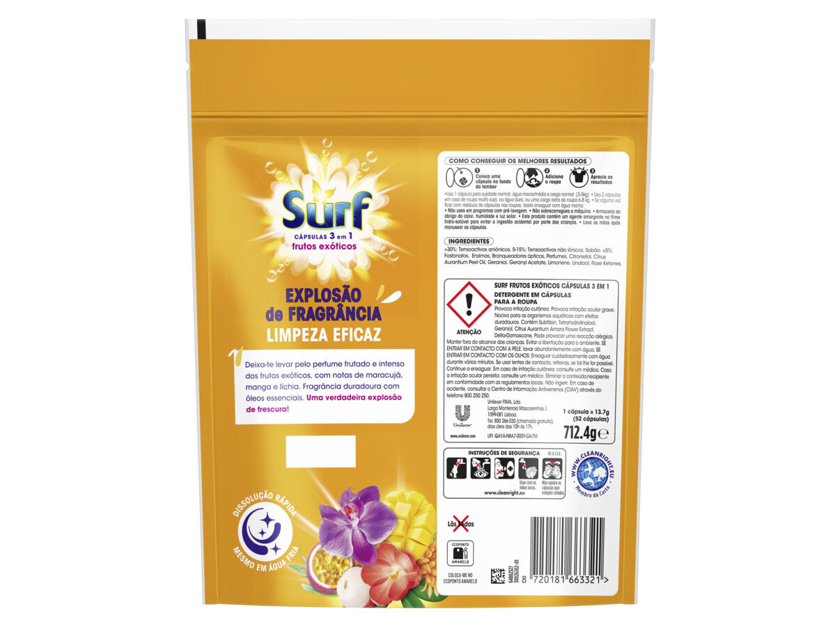 DET. ROUPA M&Aacute;Q. C&Aacute;PSULAS SURF FRUTOS EX&Oacute;TICOS 52D image number 1