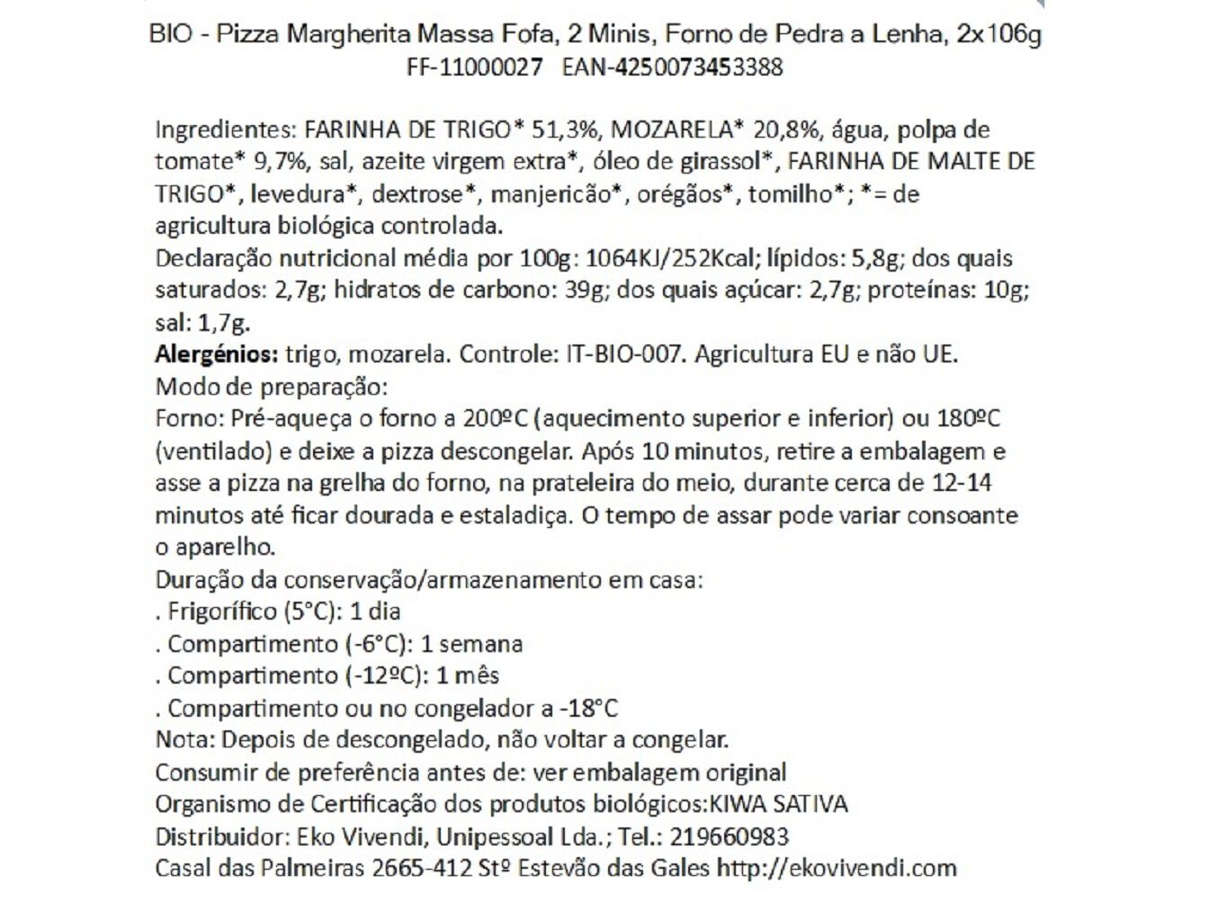 PIZZA MARGHERITA FOLLOWFOOD BIO 2X106G image number 1