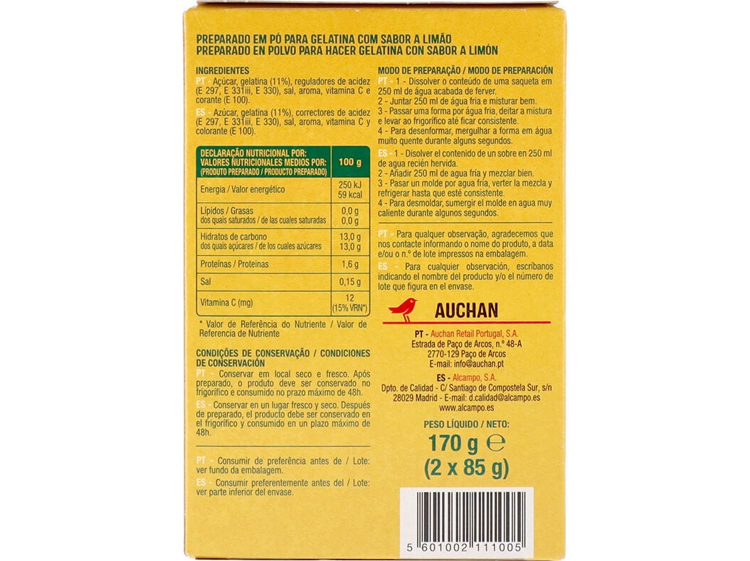 GELATINA AUCHAN LIM&Atilde;O 170G image number 1