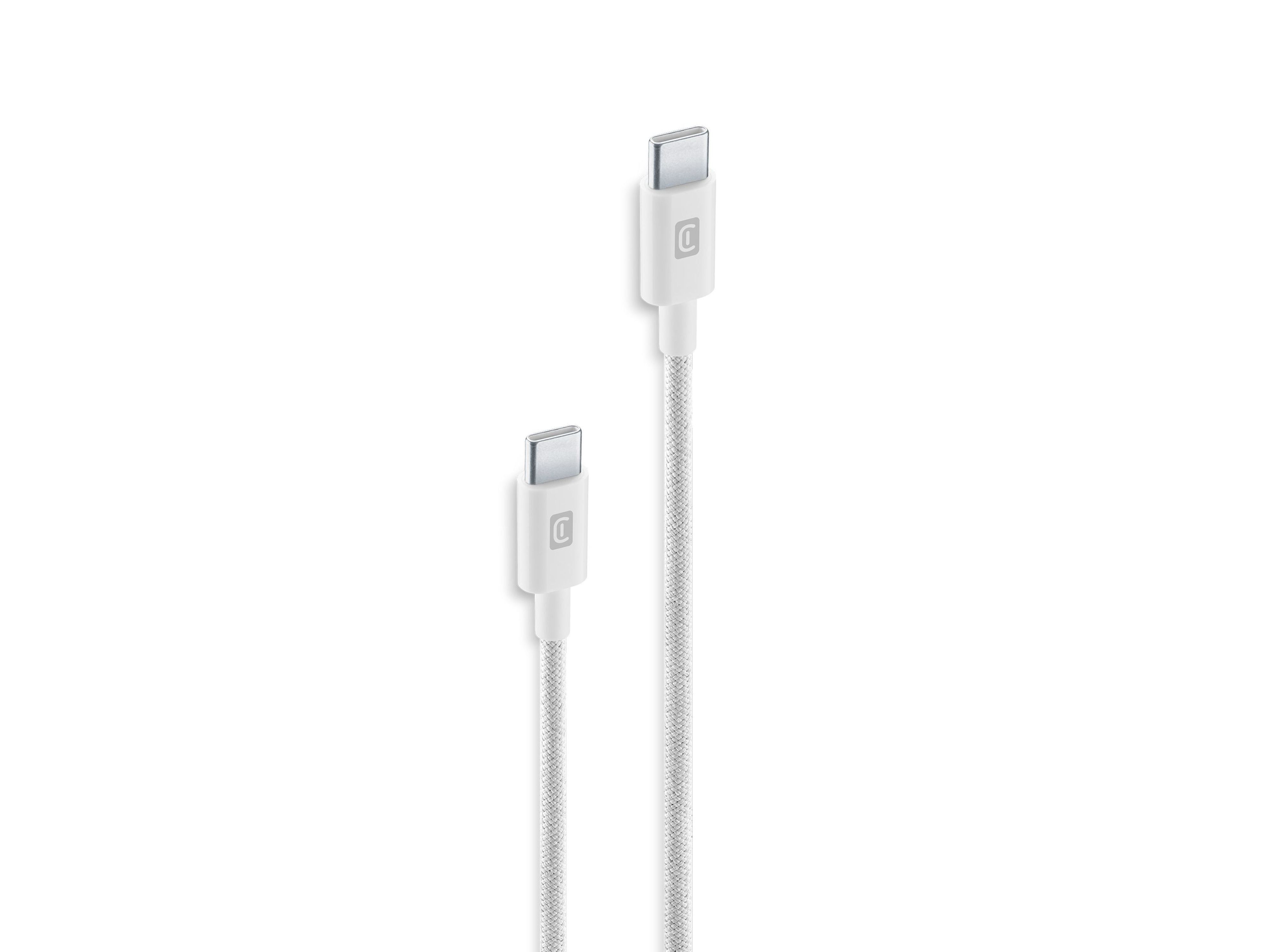 CABO CELLULARLINE BRANCO BRAIDED USB-C/USB-C 60CM image number 0