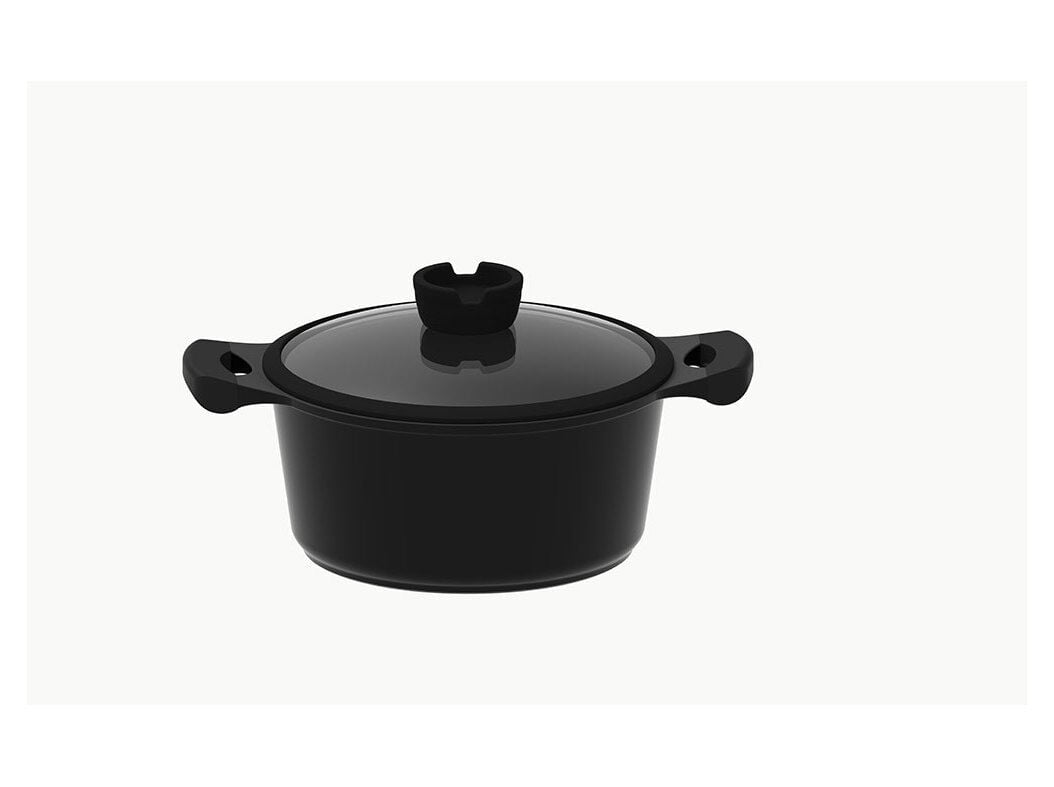 PANELA ALUMINIO ACTUEL PRETO C/TAMPA VIDR 24CM image number 0