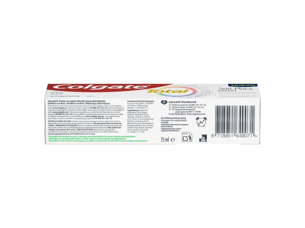 PASTA DENT&Iacute;FRICA COLGATE TOTAL PLAQUE WHITE 75ML image number 2