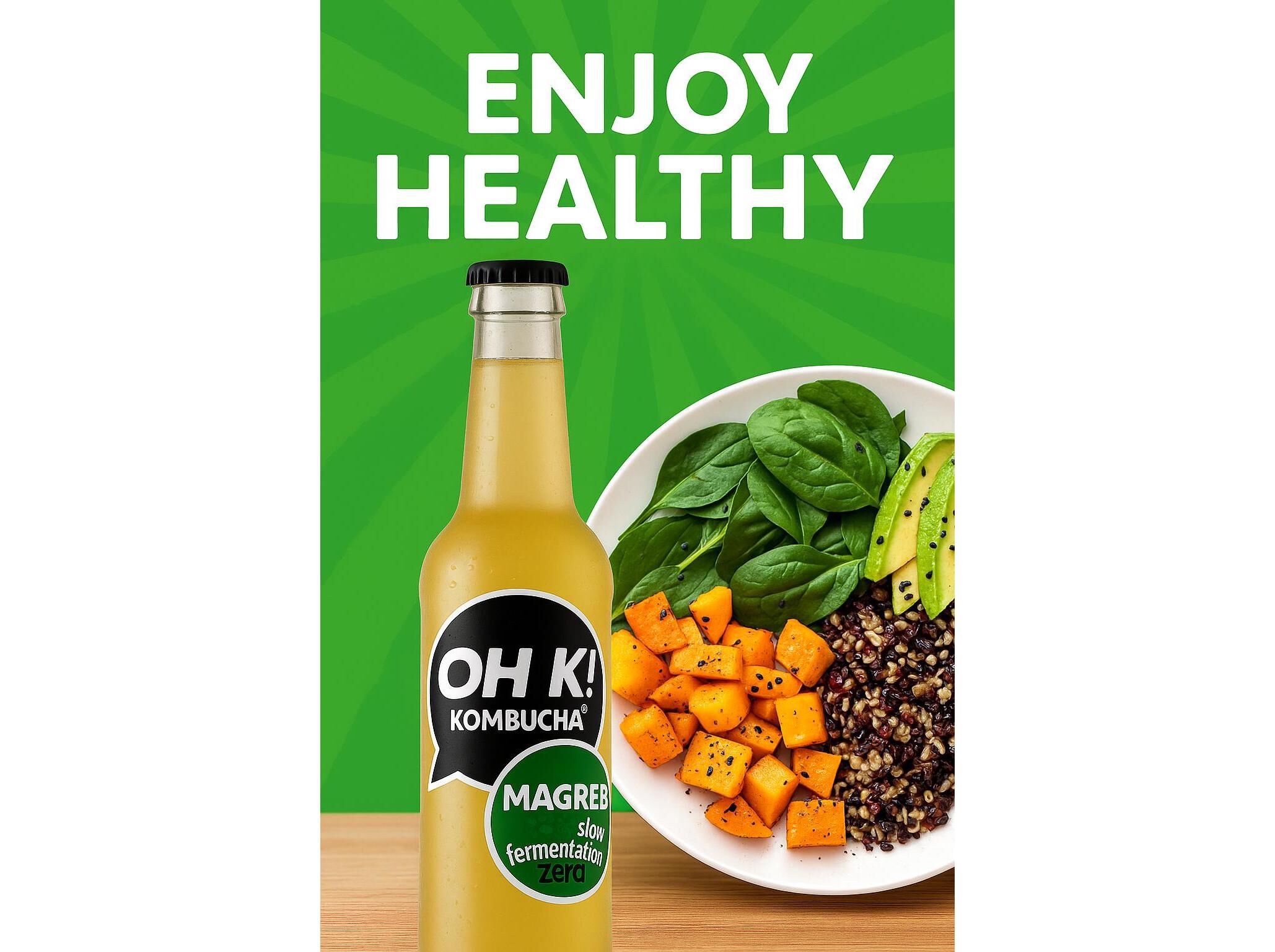 KOMBUCHA BIO OH K! MAGREB (MENTA E ALCA&Ccedil;UZ) 330ML image number 1