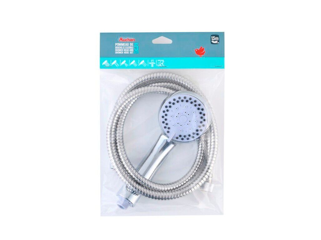 CONJUNTO CHUVEIRO AUCHAN CROMADO 5 FUN&Ccedil;&Otilde;ES