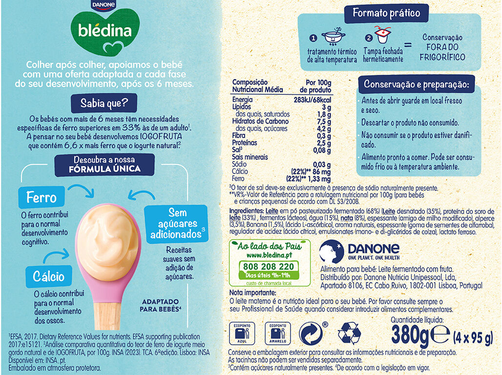 SOBREMESA L&Aacute;CTEA BLEDINA IOGOFRUTA ALPERCE 4X95G image number 1