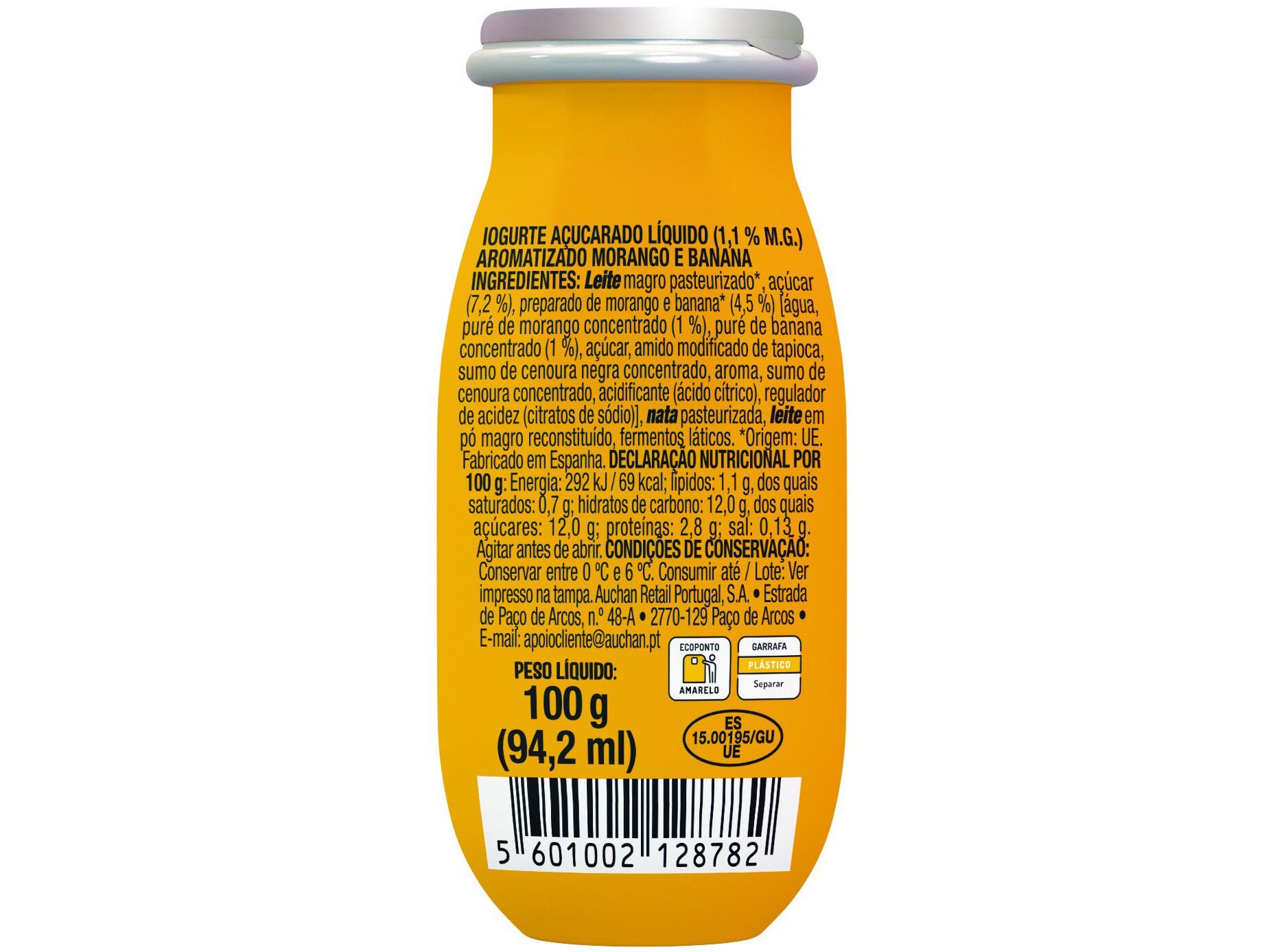 IOGURTE L&Iacute;QUIDO AUCHAN MORANGO E BANANA 100G image number 1