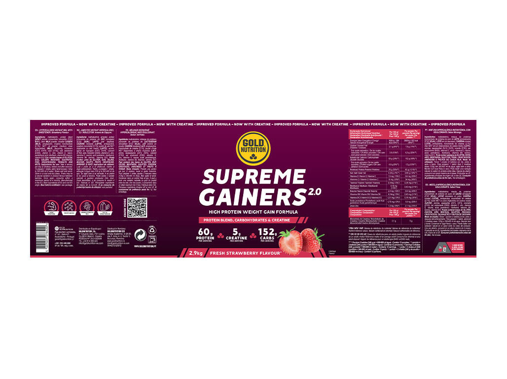 SUPLEMENTO GOLDNUTRITION SUPREME GAINER MORANGO 2.9 KG image number 1