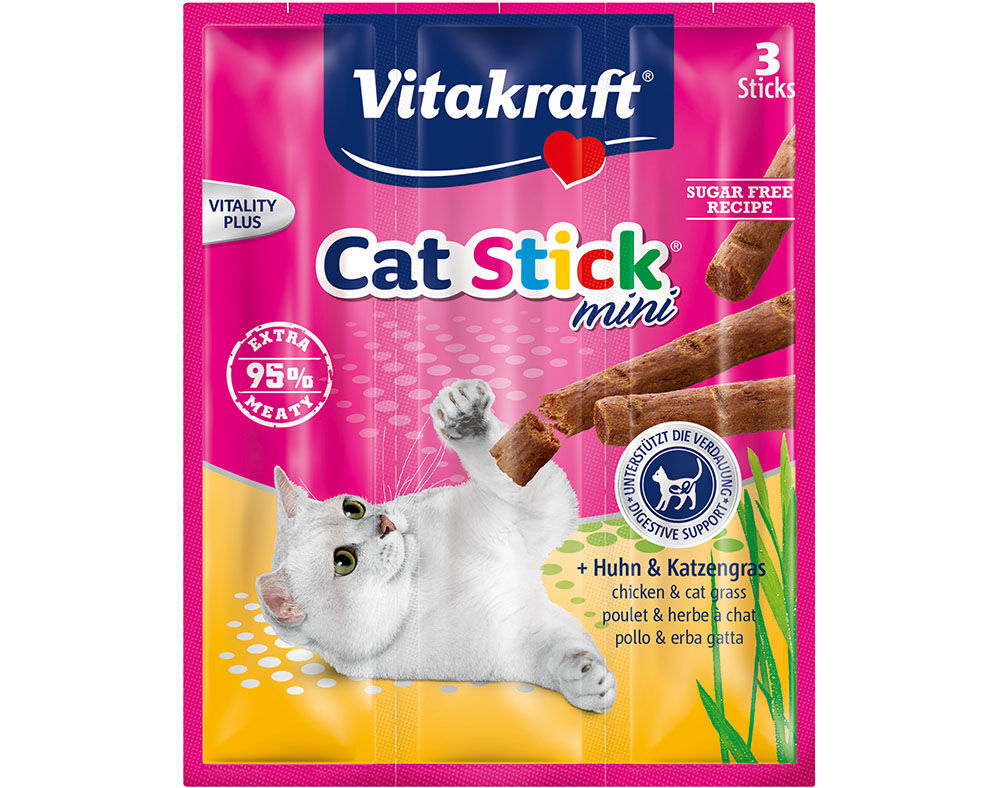 SNACK GATO MINI VITAKRAFT STICKS FRANGO C/ERVA 18G image number 0