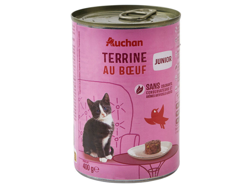 COMIDA H&Uacute;MIDA PARA GATO AUCHAN J&Uacute;NIOR TERRINA VACA 400 G image number 0