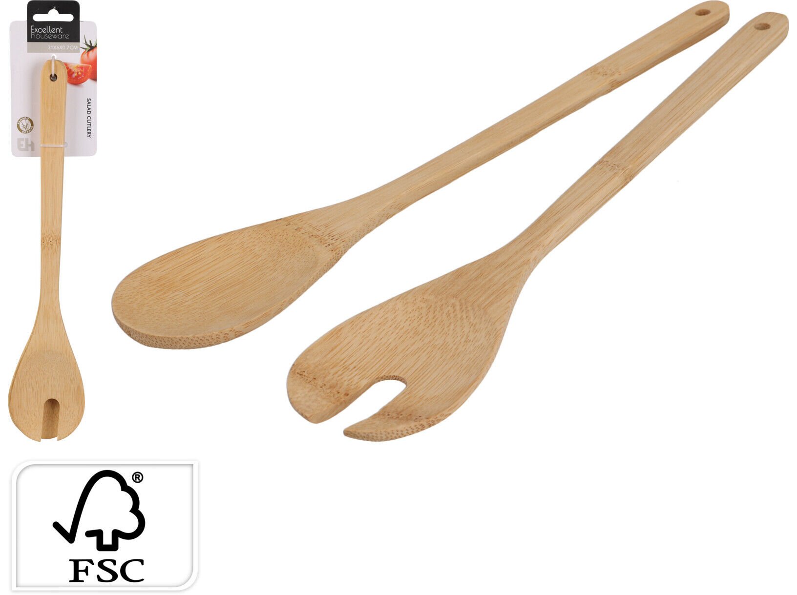 TALHERES SALADA BAMBU 31X6X0.7CM 2 UNIDADES image number 1