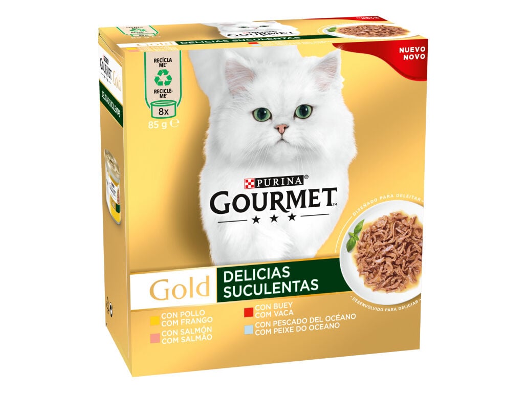 COMIDA H&Uacute;MIDA PARA GATO GOURMET GOLD DEL&Iacute;CIAS SUCULENTAS MULTIPACK 8X85G image number 1
