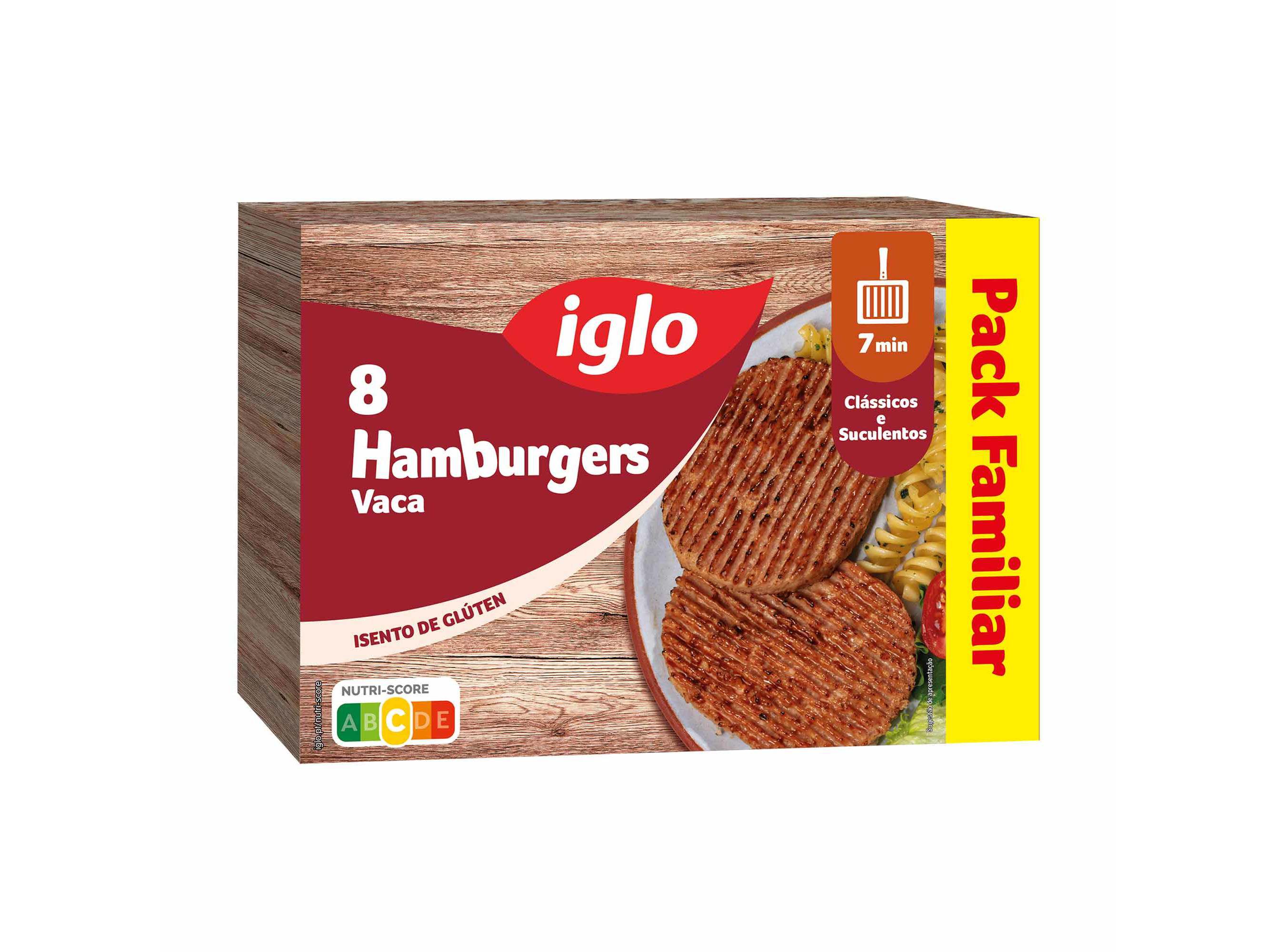 HAMBURGUERES IGLO VACA SEM GL&Uacute;TEN 8UN 640G