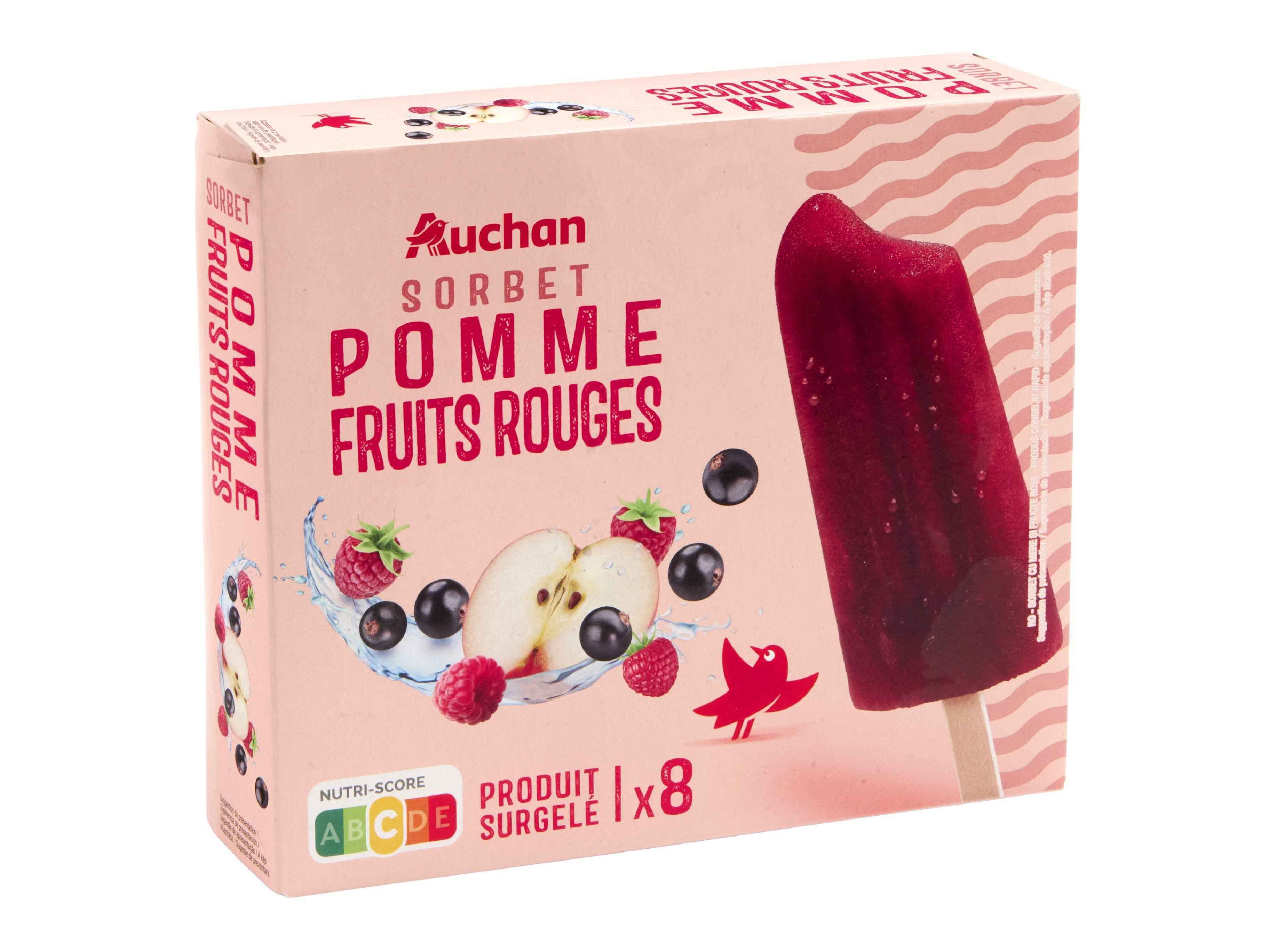 SORBET PALITO AUCHAN MA&Ccedil;&Atilde; FRUTOS VERMELHOS 8X69ML image number 1