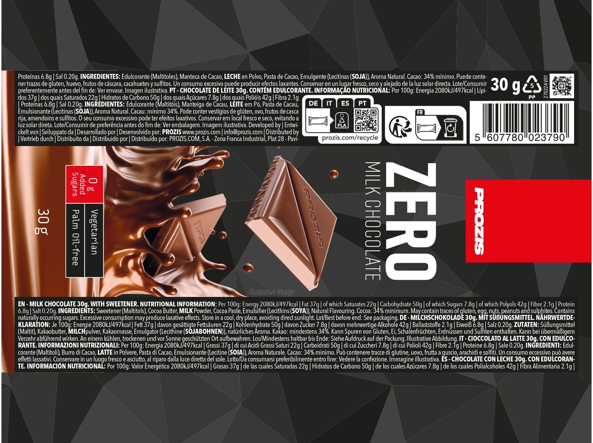 BARRA ZERO PROZIS CHOCOLATE DE LEITE 30G image number 1