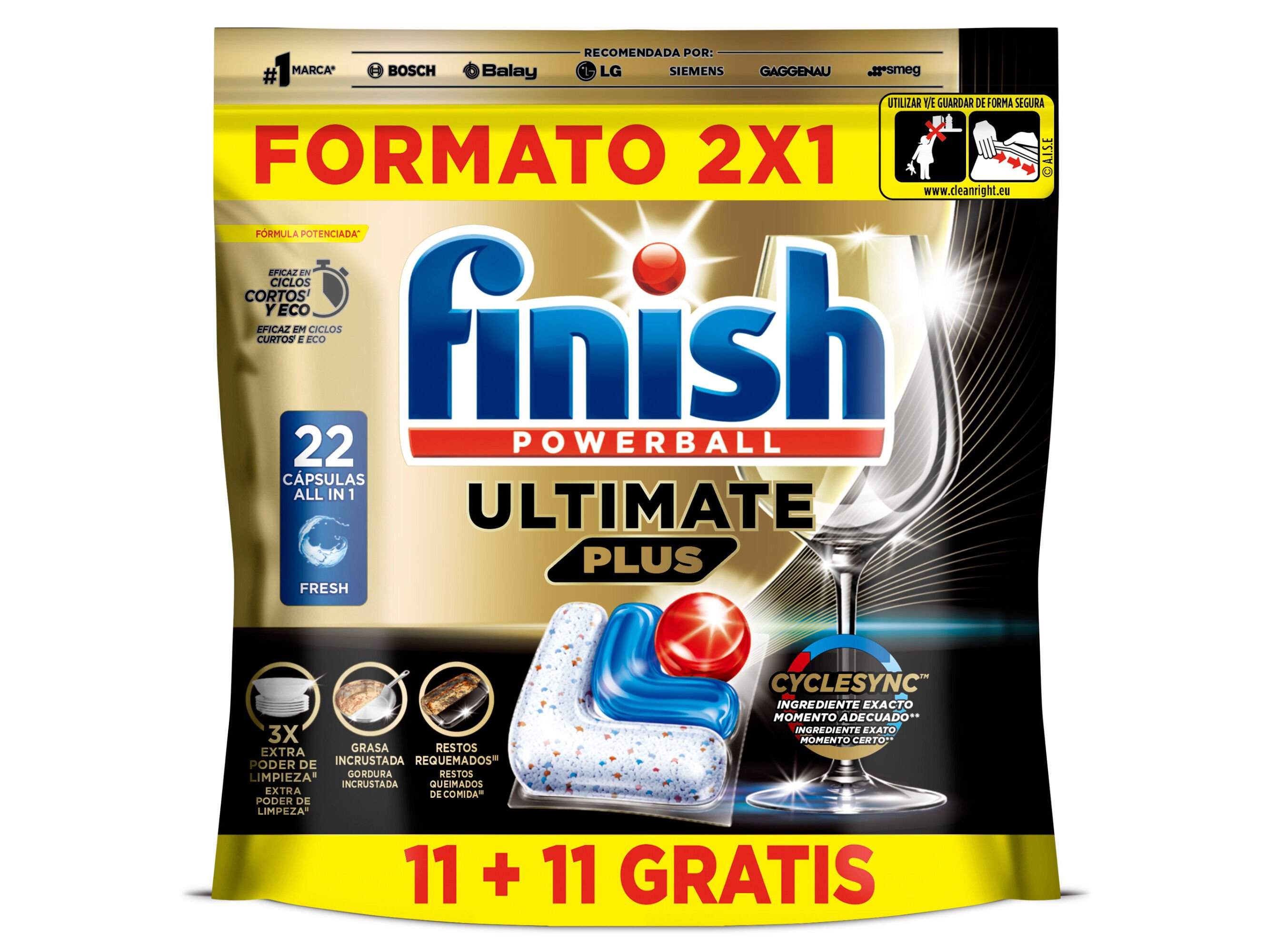 DETERGENTE M&Aacute;QUINA LOI&Ccedil;A FINISH ULTIMATE PLUS REGULAR 22P image number 0