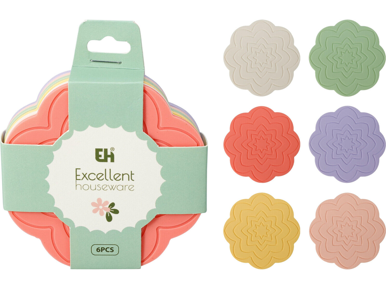 CONJUNTO DE 6 BASES PARA COPOS EH SILICONE 8.6X8.6X2.5CM image number 1