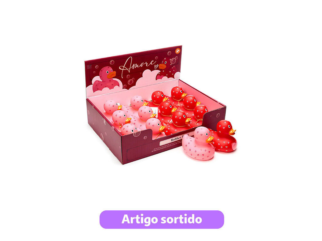 FIGURA PATO DE BANHO "AMORE" CORES SORTIDAS image number 0