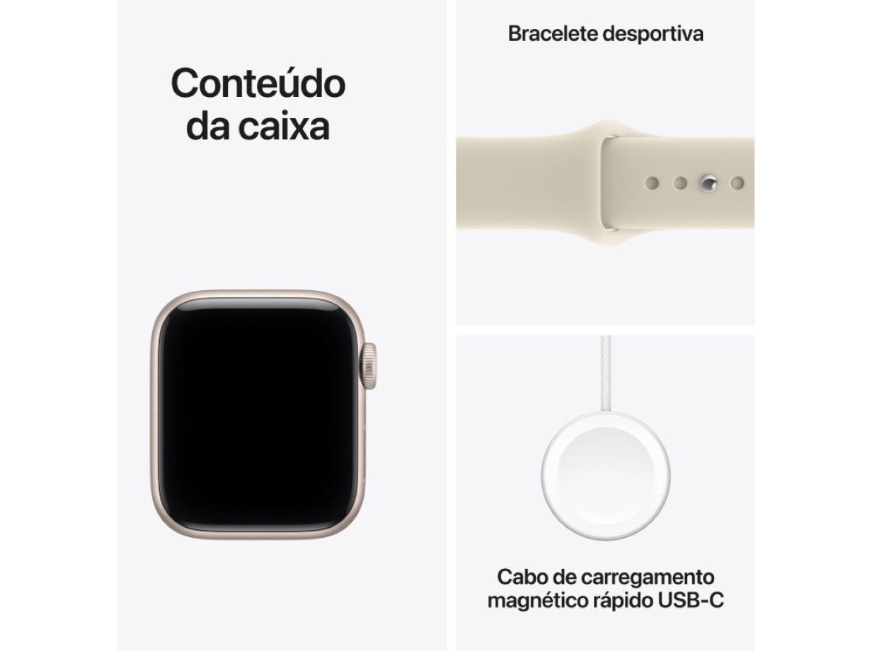 APPLE WATCH SE 3 40MM GPS STARLIGHT ALUMINIO CASE COM SPORT BAND SAND - S/M image number 2