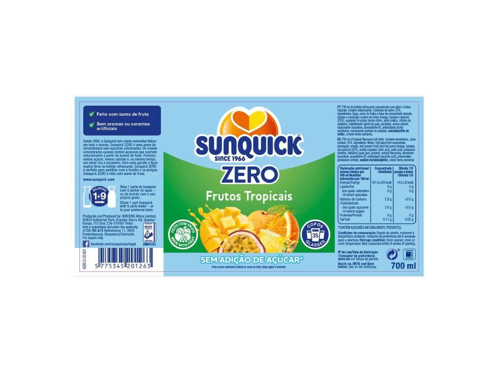 CONCENTRADO SUNQUICK FRUTAS TROPICAIS ZERO 0.70L image number 1