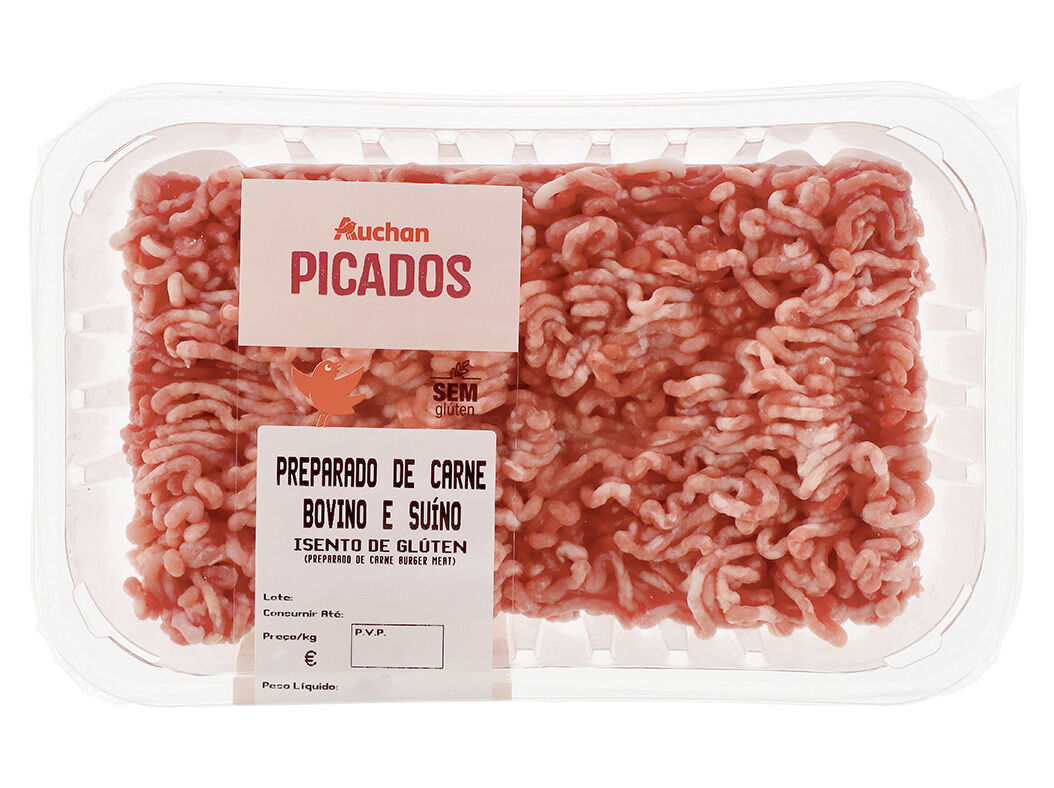 PREPARADO DE CARNE PICADA DE BOVINO / SUINO ISENTO DE GL&Uacute;TEN AUCHAN 400GR image number 0