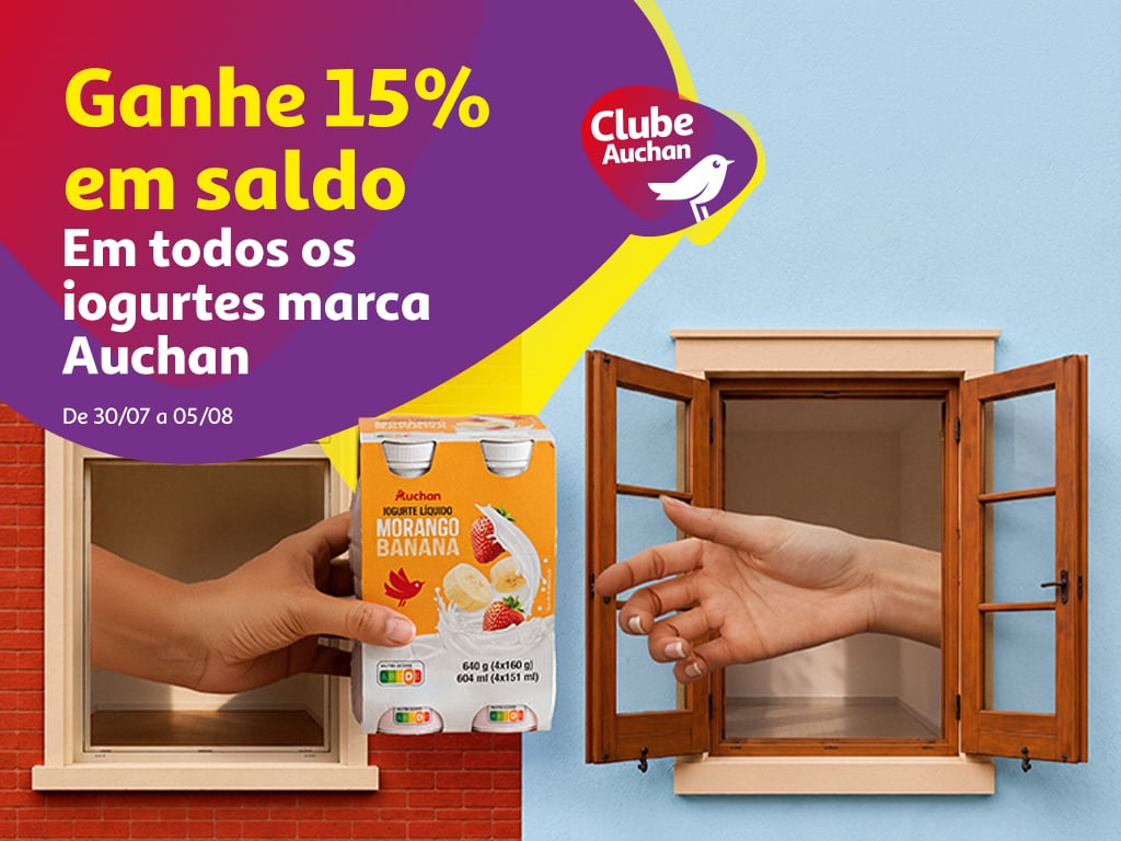 15% Desconto em saldo em todos os Iogurtes marca Auchan || 30/07 a 05/08 | Auchan