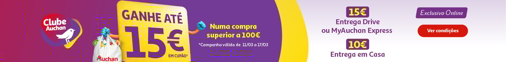 Ganhe até 15€ || 11/03 a 17/03 | Auchan