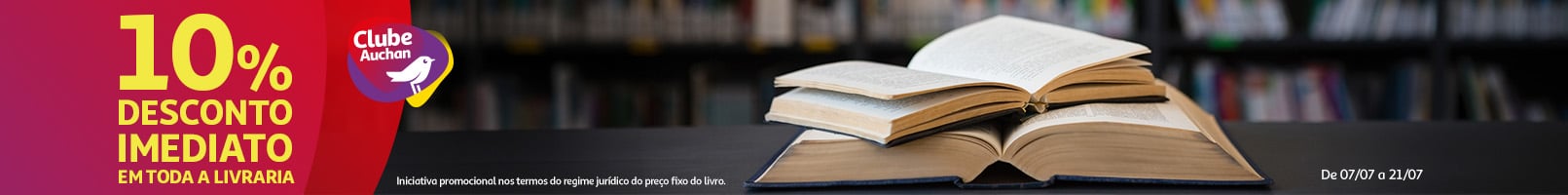 Campanha 10% Clube Auchan Livraria || 07/07 a 21/07 | Auchan