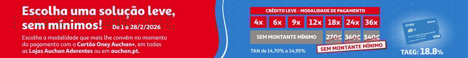 Campanha Oney s/ montantes mínimos || 01/02 a 28/02 | Auchan