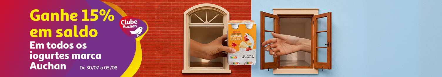 15% Desconto em saldo em todos os Iogurtes marca Auchan || 30/07 a 05/08 | Auchan