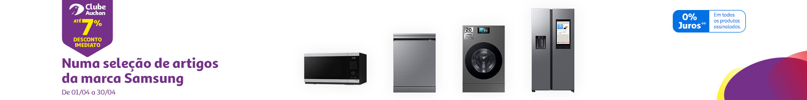 Numa seleção de eletrodomésticos Samsung || 01/04 a 30/04 | Auchan
