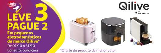 Leve 3 Pague 2 Em pequenos eletrodomésticos da marca Qilive || 07/10 a 31/10 | Auchan