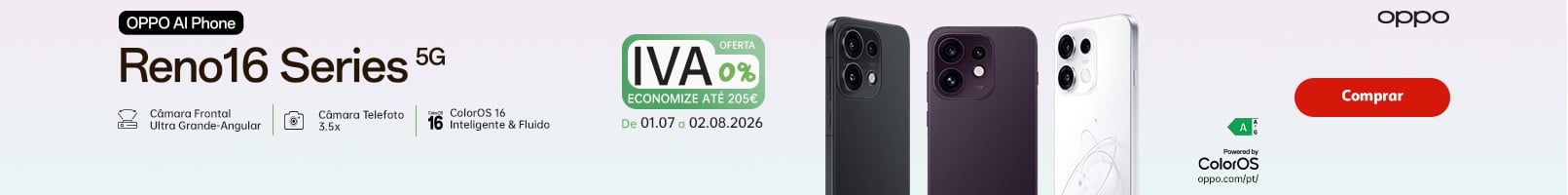 Campanha Oppo Reno 16  || 02/07 a 02/08 | Auchan