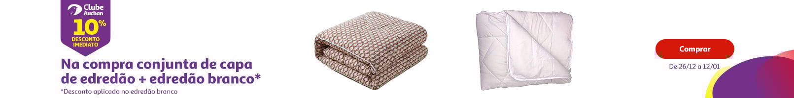 Campanha Clube Auchan capa edredão + edredão branco || 26/12 a 12/01 | Auchan