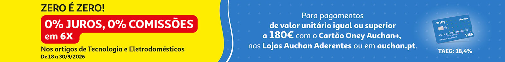 Campanha Zero é Zero Oney || 18/09 a 30/09 | Auchan