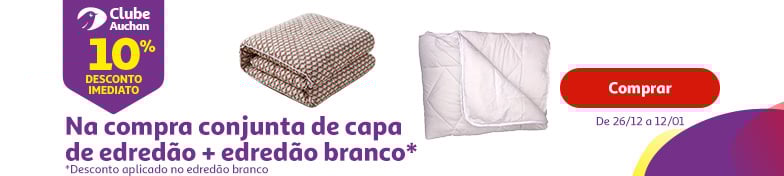Campanha Clube Auchan capa edredão + edredão branco || 26/12 a 12/01 | Auchan