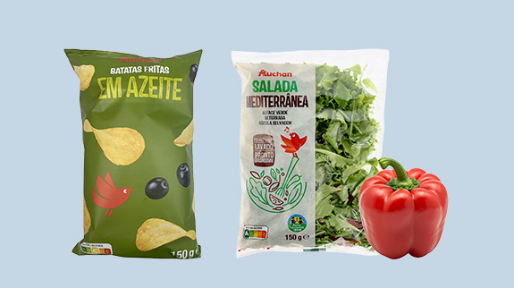 Saladas e batatas fritas