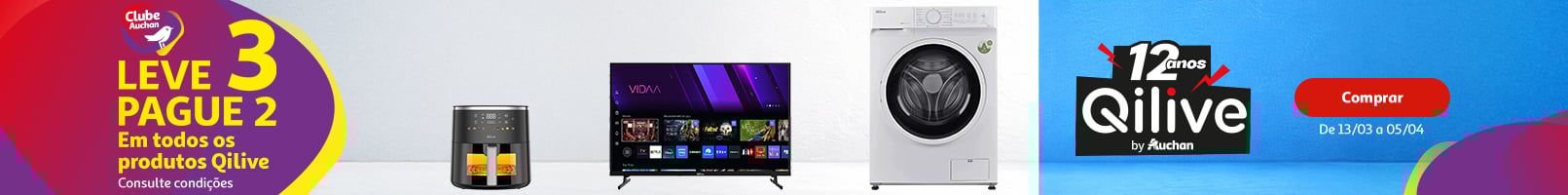 Campanha Leve 3 Pague 2 Qilive || 13/03 a 05/04 | Auchan