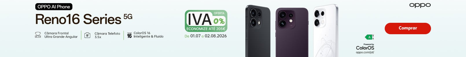 Campanha Oppo Reno 16  || 02/07 a 02/08 | Auchan