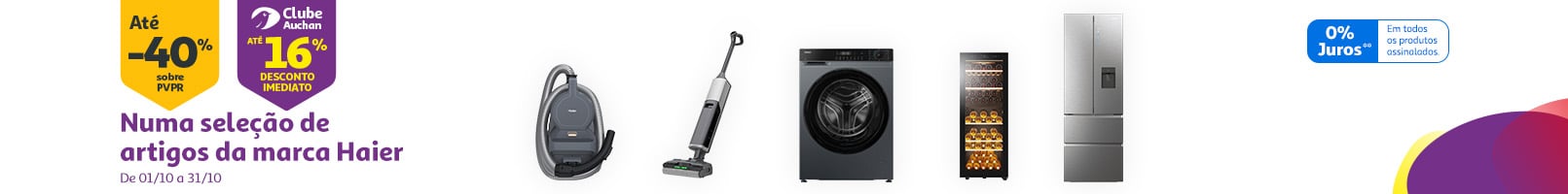 Numa seleção de artigos da marca Haier || 01/10 a 31/10/2026 | Auchan