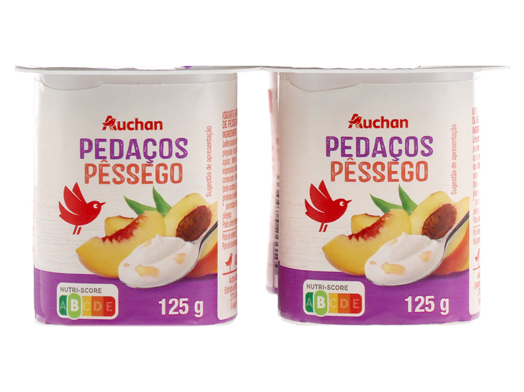 IOGURTE AUCHAN PEDAÇOS PÊSSEGO 4X125G