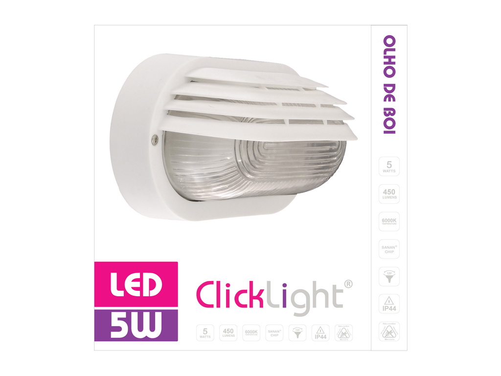 Olho De Boi Led Clicklight Oval Pala 5w E27 Bran