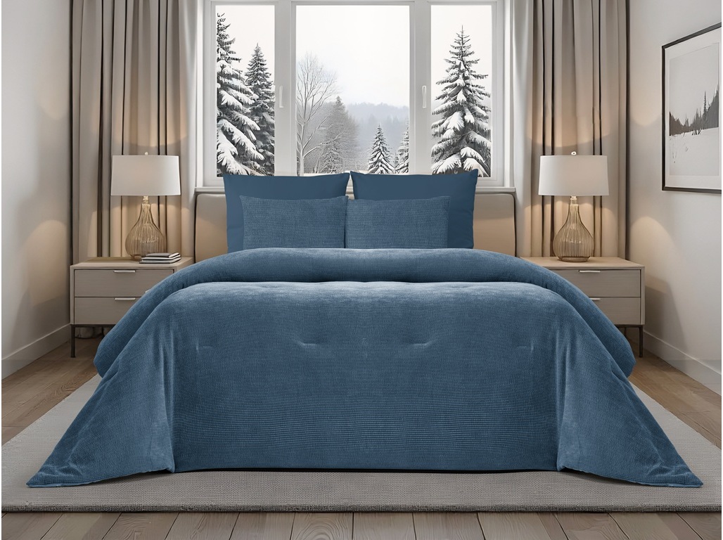 Edredão Corduroy Homespecial Azul 240x260cm