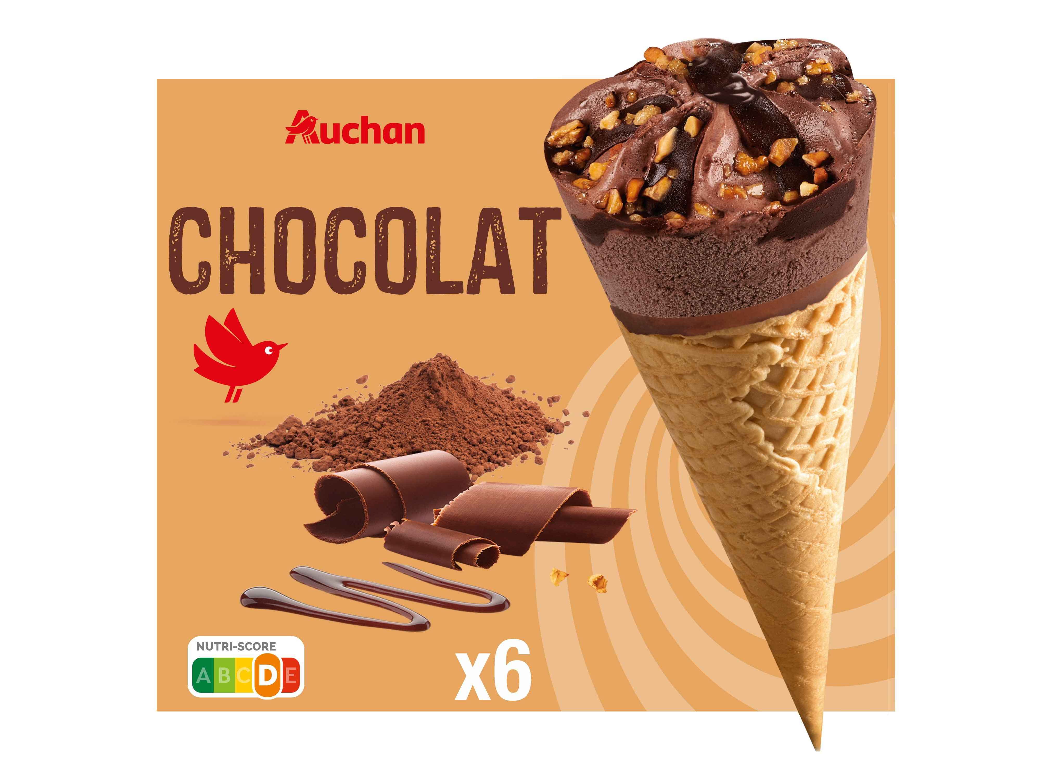 Gelado Cone Auchan Chocolate 6x120ml Auchan